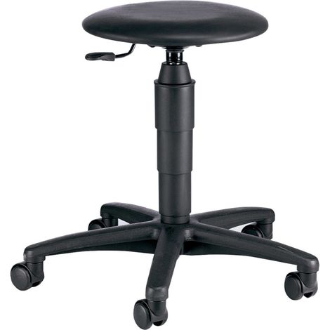 Drehhocker TEC 60 Kunstledersitz schwarz Sitzhöhe 400-530 mm mit Rollen (1/3)
