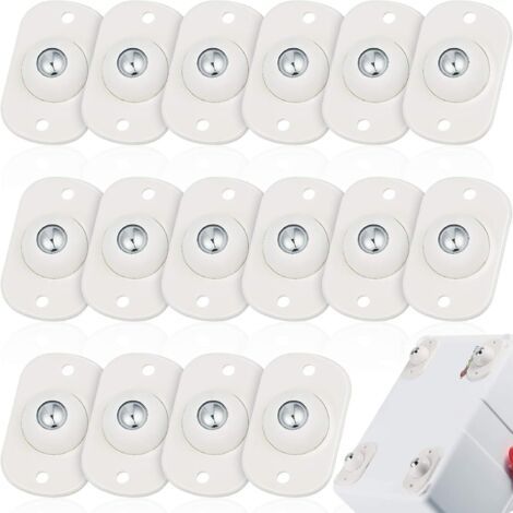 Lot de 16 roulettes pivotantes autocollantes universelles pour cuisine (blanches avec 1 bille d'acier) (1/4)