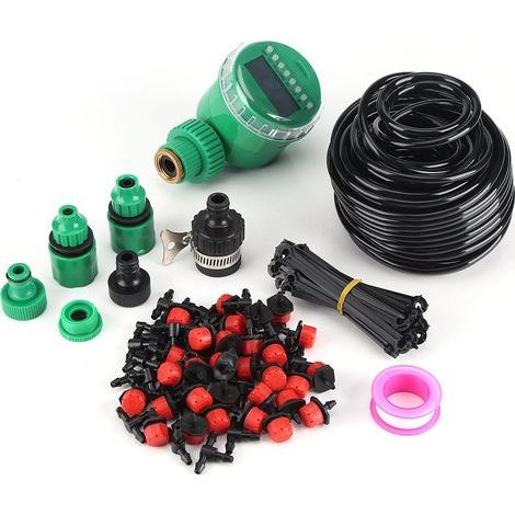 Mikro-Tropfbewässerungssystem, 25 m DIY Automatisches Pflanzenbewässerungssystem mit Zeitschaltuhr zur autonomen Bewässerung von Blumen, Pflanzen usw. (1/5)