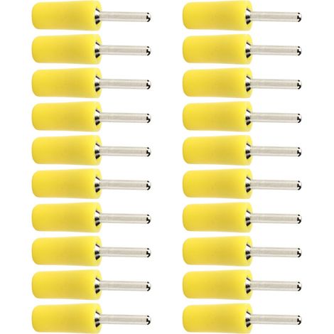 Set mit 20 wasserdichten, 2 mm vernickelten Bananensteckern aus Messing, gelb (1/5)