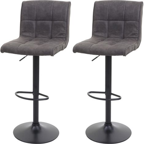 Set di 2 sedie da bar sgabelli da bancone altezza regolabile in tessuto effetto scamosciato grigio scuro 040000121