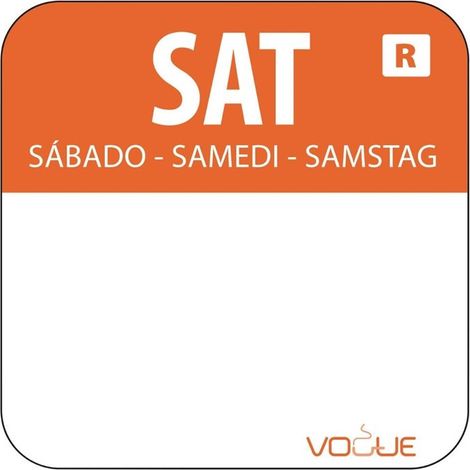 Etiquettes alimentaires code couleur orange samedi 24mm - Lot de 1000