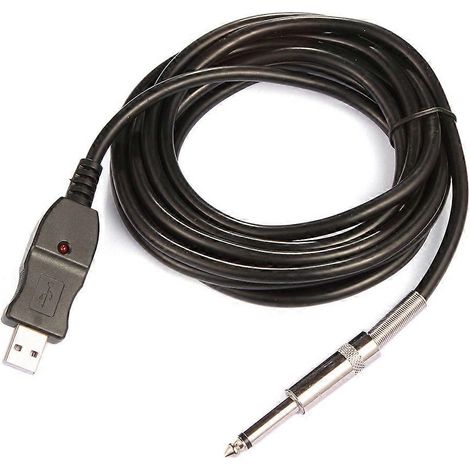 Câble d'enregistrement guitare vers PC USB, jack 6,5 mm, 3 m (1/4)