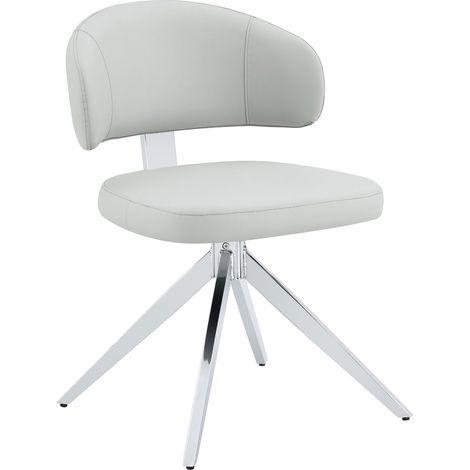 Sedia girevole moderna con base in metallo, rivestimento in PU grigio chiaro, 360° (1/5)