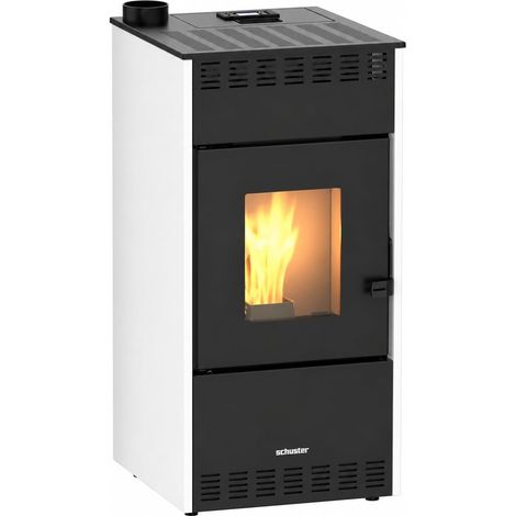 Estufa de Pellets 10 kW RHEA Blanca Silenciosa hasta 90 m²