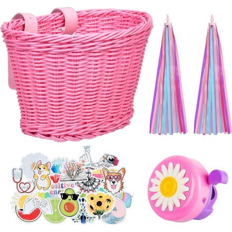 Pinkfarbener und lila Kinderfahrradkorb mit verstellbaren Frontgurten - XF26 - (1/5)