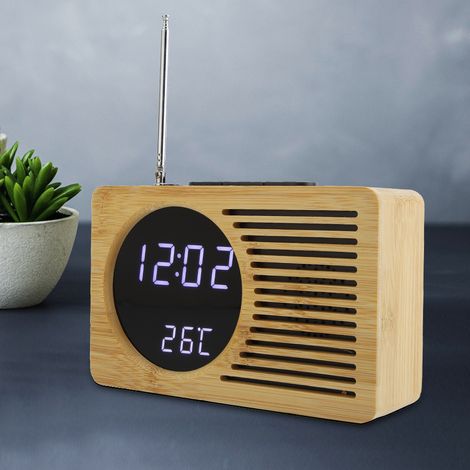 Multifunktionale USB-Digitaluhr mit LED-Display, Wecker, Thermometer, Zeit- und Temperaturanzeige sowie FM-Radio (1/5)