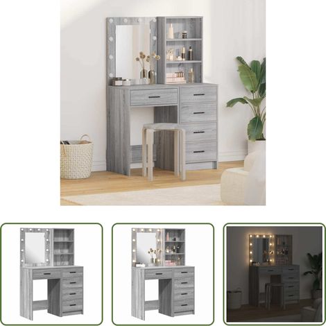 Schminktisch LED -  Schminktisch 2 pcs Grau 50 x 41 x 135 cm Holzwerkstoff (1/5)