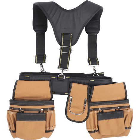 Ceinture porte-outils de chantier ajustable en tissu Oxford 1200D avec poches et porte-mètre métallique (1/5)