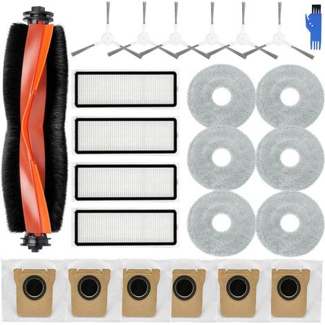 Lot de 23 Accessoires Aspirateur robot pour Xiaomi X20+/X10 Plus, 1 Brosse Principale,4 Filtres Hepa, 6 Lingettes, 6 Sacs à poussière, 6 Brosses Latérales, pour Xiaomi X20+/X10 Plus Accessories (1/5)