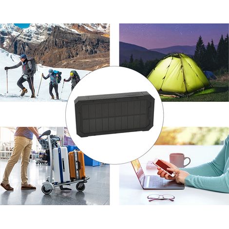 Batterie externe solaire 36800 mAh avec 36 LED et lampe de camping (noire) (1/5)
