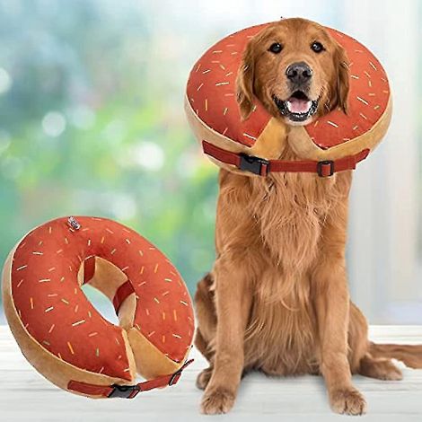 Aufblasbares Hundehalsband, waschbar, niedliches Donut-Muster, verstellbares Schutz- und Genesungshalsband für Hunde, postoperativer Genesungskragen für Haustiere. (1/5)