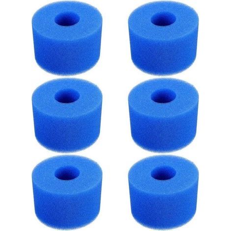 Lot de 6 filtres jacuzzi type S1/VI 108x73x40 mm compatibles Intex et Lay-Z-Spa, éponges cartouche entretien (1/5)