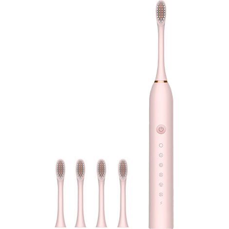 Brosse à Dents Électrique Enfants et Adultes - Soin Buccal Ultra Sonique avec Poils Souples - Rose