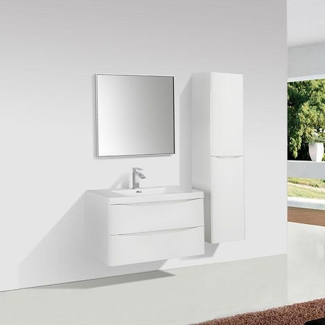 Mobile bagno singolo lavabo PIACENZA larghezza 90 cm laccato bianco (1/5)