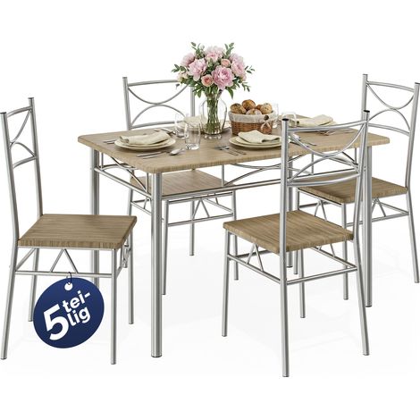Casaria Set tavolo con 4 sedie per cucina soggiorno sala da pranzo
Quercia