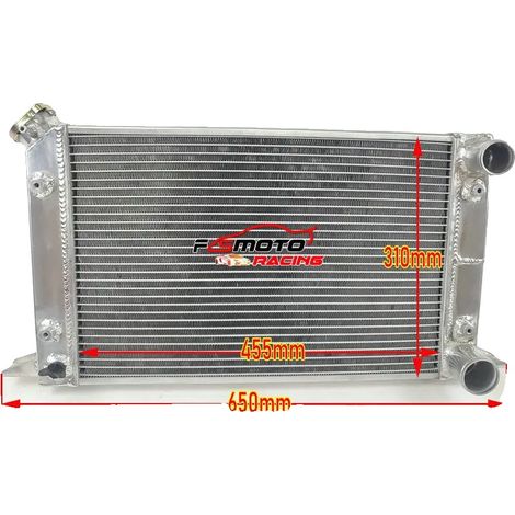 Radiador de aluminio, tamaño del núcleo 455 mm x 310 mm x 56 mm, tamaño total 650 mm x 338 mm x 85 mm, tamaño de entrada 38 mm, tamaño de salida 44 mm, compatibilidad automotriz Scirocco / Pro style S (1/5)
