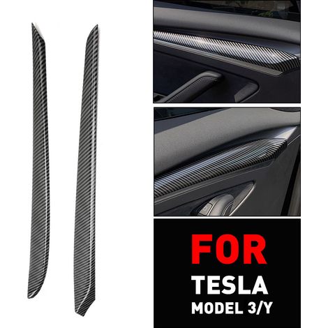 Car trim accessories suitable for 2021-2022 Model 3/Y front door interior trim carbon fiber panels (1/5)