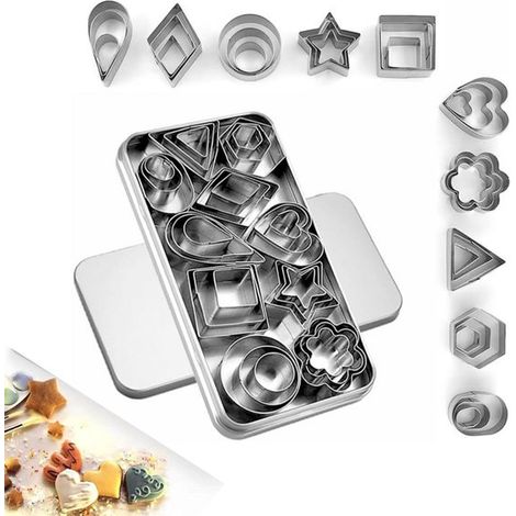 Set di 30 formine per biscotti, accessorio da cucina completo con scatola portaoggetti, utensili da forno, set di formine per biscotti, formine in acciaio inossidabile (1/5)