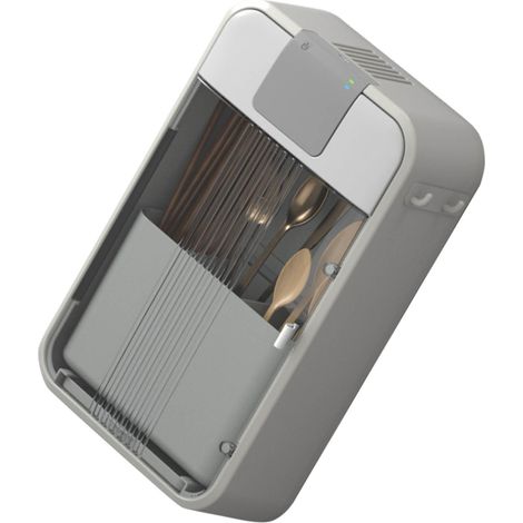 Porte-baguettes mural UV multifonction, support de séchage et de nettoyage à air chaud, boîte de rangement pour couverts de cuisine, gris