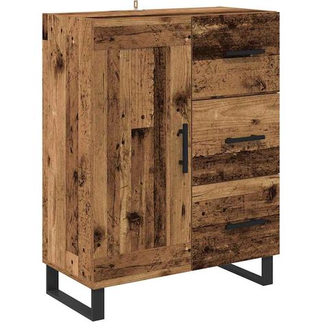 Buffet,Meuble de Rangement,Bahut Bois Ancien 69,5 x 34 x 90 cm Bois d'ingénierie et fer CFW451450 (1/5)