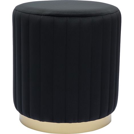 Puf redondo de terciopelo negro y metal dorado D40 cm DONA (1/2)