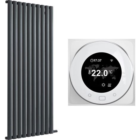 Hudson Reed Vitality Ardus - Radiateur Électrique à Inertie Sèche avec Thermostat Wi-Fi - Anthracite - 178cm x 59cm (1/5)