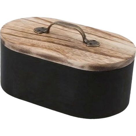 Porte-papier toilette à fixer sur le réservoir, en fer, compatible avec la plupart des réservoirs, 11 x 7,5 x 19,5 cm, noir. (1/5)