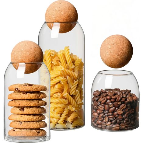 Barattoli In Vetro Con Tappo In Sughero Da 1000, 800 E 500 Ml Resistenti (1/5)