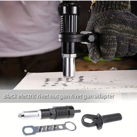 Adaptador remachador para taladro eléctrico inalámbrico - Herramienta de remachado eléctrico versátil - Ideal para profesionales y aficionados al bricolaje, talleres y obras de construcción