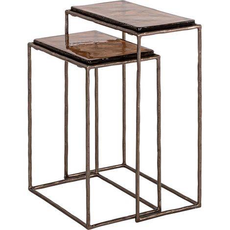 Lot de 2 bouts de canapé bronze en verre - bronze (1/5)