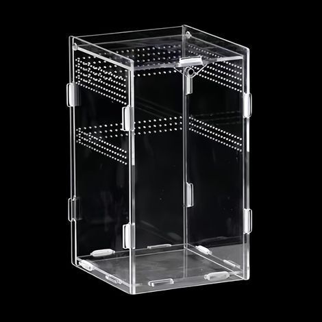 Étui D'élevage de Reptiles en Acrylique Transparent,Boîte d'alimentation pour Insectes,Habitat de Reptiles en Acrylique,Transparence à 360 Degrés avec Trous d'air (12x12x20CM) (1/5)