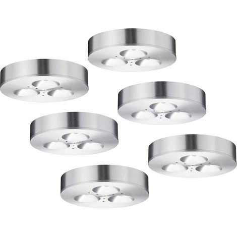 Set di 6 faretti da incasso a LED per mobili da lavoro, armadio, plafoniere in alluminio spazzolato (1/5)