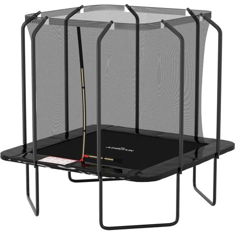 Trampoline extérieur Luxury Carré - 244 x 244cm Noir - Pack complet avec Echelle, Tapis de Saut, Matelas de protection et Filet de sécurité (1/5)