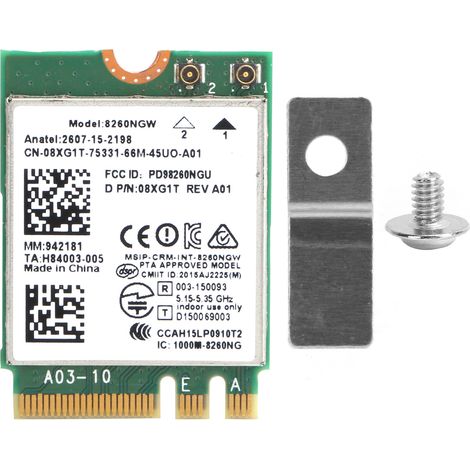Module de carte réseau sans fil WiFi Bluetooth v4.2 double bande 2,4 + 5 GHz 867 MHz M.2 pour Intel 8260 AC et Dell 8260NGW DP/N 08XJ1T (1/5)