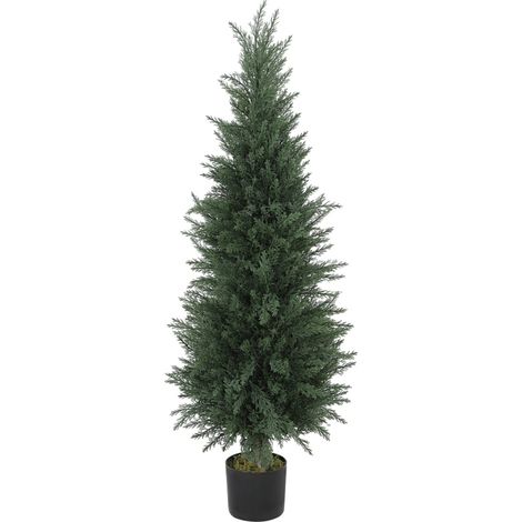 Cipresso artificiale 120 cm in vaso pianta finta decorativa UV resistente (1/5)