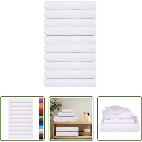 vidaXL Baumwolltuch - Saunatücher FROGN 10 Stk. Weiß 80x200 cm 360 g/m² (1/5)