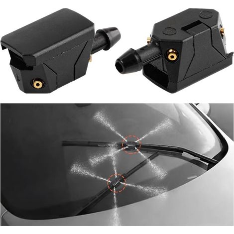 Lot de 2 buses de lave-glace avant à 4 trous pour pare-brise de voiture - Bras d'essuie-glace gauche et droit - Accessoires universels de véhicule (1/4)