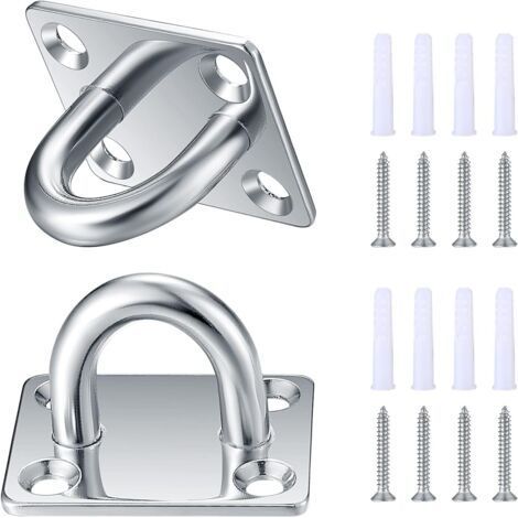 2 Pack M8 Square Stainless Steel Ceiling Hooks,Metal U Hanging Hooks,for Ceiling Wall Mounting (1/5)