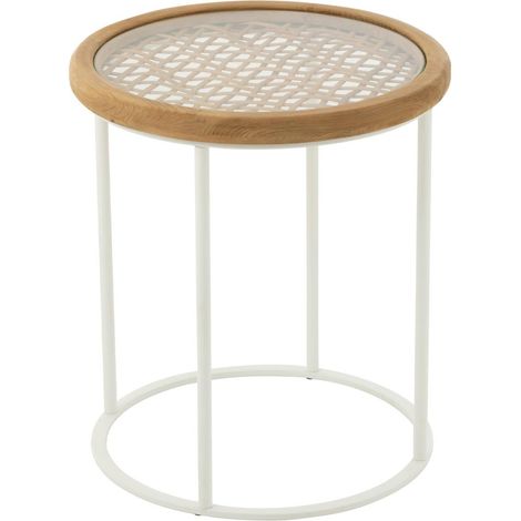 Table d'Appoint en Bois "Mati" 56cm Naturel & Blanc (1/4)