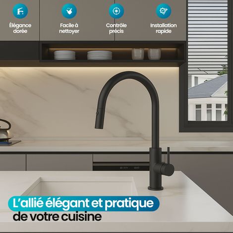 DILECI - Robinet de cuisine couleur noir mat (1/5)