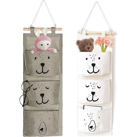 2 Pcs Sac Rangement Suspendu,avec 3 Poches Organisateur Poche Suspendu,sac D'entreposage,sac Suspendu En Tissu,rangement Suspendu,chambre Storage (1/5)
