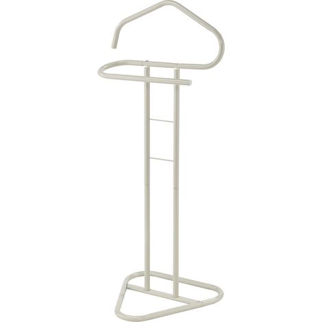 Idimex – Valet Camilo – Support pantalon et veste en métal laqué beige – Design moderne pour chambre ou salle de bain
