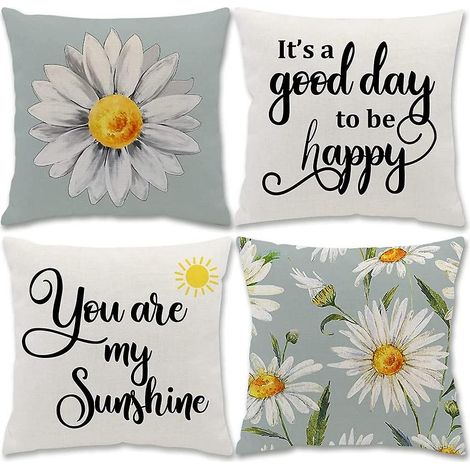 Housses de coussin 45x45 cm, lot de 4, style été, décoration champêtre. (1/5)