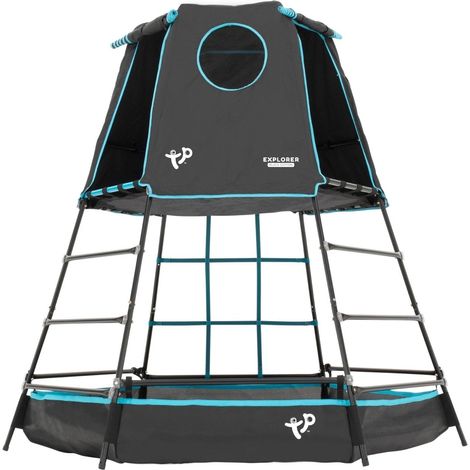 Tp Toys – Aire de jeux métal explorer tour noir – piscine à balles – hublot – tapis de jeu – kit d'ancrage – dimensions L.208 x l.182 x H.201 cm (1/5)