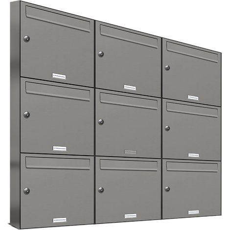 9er Premium Briefkasten Aluminiumgrau RAL Farbe 9007 für Außen Wand Postkasten 3x3 S (1/5)