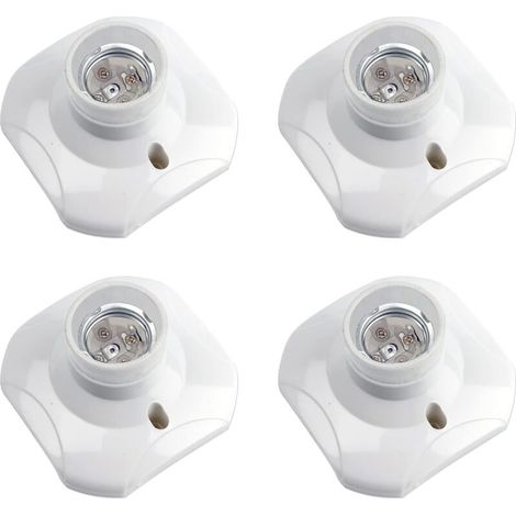 -DOUille Plafond E27 à Visser, -DOUille E27 Garage, AC 220-240V, Support -DOUille pour Ampoule LED, Base Plafonnier Culot E27, Base de Lampe Plastique Blanche pour Lampe au Mur, lot de 4-DOU