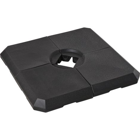 Poids pour parasol, support de parasol en 4 parties, lestable avec 80 kg d'eau ou 120 kg de sable, PEHD, noir, 100 x 100 x 9,5 cm (1/5)