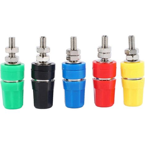 Lot de 5 bornes en cuivre pur M4x36, prises bananes 4 mm, connecteurs banane 20 A (1/5)