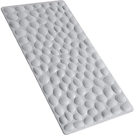 Tapis de bain antidérapant en caoutchouc souple, extra long, confortable pour les pieds, avec ventouses puissantes (gris) (1/5)